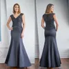 Jasmine Mother of the Bride Dresses 2021 V Neck Lace Satin Beading Sequins Evening Gowns Floor Length Mermaid Wedding Guest Dress