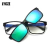 Lyczz vintage miopia óculos polarizados óculos de sol homens dirigindo tons mulheres clipe magnético espelho espelho quadrado eywear marca sunglass uv