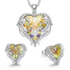 Gioielli di design di lusso Collana da donna Orecchini a cuore di cristallo Ciondolo ghiacciato Fidanzamento Set da sposa Bling Diamond Girl Fashion Statement