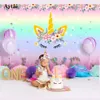 Unicorn Parti Backdrop Unicorn Fotoğraf Backdrop Bebek Gökkuşağı Doğum Temalı Parti Diy Süsleri 210 * 150cm