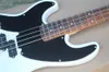 Wholesale left handed 4 strings white electric bass guitar with 2 pickups,Rosewood fretboard,Black pickguard