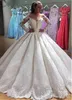 Dubai Arabisk långärmad bollklänning Bröllopsklänningar Sheer Neck Lace Appliques Pärlor Afrika Vintage Bridal Gowns Plus Size Robe de Mariée