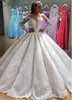 Dubai arabo abito da ballo a maniche lunghe abiti da sposa collo trasparente applicazioni di pizzo perline Africa abiti da sposa vintage taglie forti robe de mari￩e