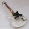 Ücretsiz gönderim/akrilik kristal kırmızı LED elektro gitar/22 f/şeffaf beyaz pleksiglas elektro gitar/6 dize gitar/çoklu LED seçeneği