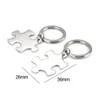 100% rostfritt stål Jigsaw -pussel nyckelring tomt för gravmetallnyckelkedja -spegel polerad hela 10Pair303Z