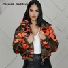 Camuflaje burbuja abrigos de invierno moda mujer naranja camo parkas abajo chaquetas sobresalientes puffer chaquetas parka cremallera libre