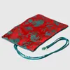 Jade Portable Travel Silk Brocade Jewelry Roll Bag Folding Cosmetic Storage Bag Drawstring Women Makeup 3 Zipper Pouch Bags 1pcs