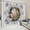 Partihandel 3D Blackout Curtain Exquisite Leaf Ball Renderingar Vackra och praktiska 3d digitala tryckgardiner