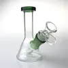 Bangs d'eau en verre de 5 pouces avec un bol de narguilé de 14 mm en aval d'une épaisseur unique Mini Beaker Bong Recycler Oil Rigs Pipes