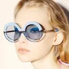 Lüks Boy Yuvarlak Güneş Kadınlar Pembe degrade Daire Güneş Gözlükleri Kadın Yarım Şeffaf Degrade ulculos Ücretsiz Kargo