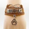 Infinity Ridgebacks Braccialetto Dog regalo Pet Paw Charm Ridgebacks Mamma Braccialetti in pelle marrone per donne e uomo