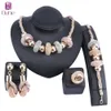 Sets Fashion African Beads Jewelry Set Nigerian Wedding woman Accessories Necklace Earring Ring Set Dubai Gold Colorful Jewelry
