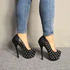 Olmm New Fashion Women Platforme Pumps Seksowne nity stiletto wysokie obcasy pompki okrągłe palce czarne buty klubowe kobiety plus rozmiar 5-15