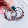 Round Geometric Hoop Earrings for Women Bohemia Gold Sequin Statement Earring Fashion Jewelry Party Gift