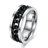 8mm Cool Black Spinner Chain Ring per uomo Acciaio inossidabile Girevole Link Punk Anelli per dito maschili Gioielli moda donna in massa
