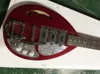 Kostenloser Versand metallic rote halbhohle E-Gitarre mit Tremolo-Stange, Palisander-Griffbrett, Spiegel-Schlagbrett, kann individuell angepasst werden