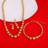 African Beaded Earrings Necklace Bracelet Set Gold Color Ball Arab Middle East Ethiopian Women Wedding Jewelry2786