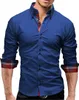 Großhandel - Herren Frühjahr Neue Slim 3XL Mode Herren Langarm-Shirt Top Doppelkragen Business-Hemd