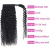 Mongolian Customized Curly Weave 10 to 22 Inch 140g Human Hair No Tangle No Sheddin Unprocessed Magic Wrap Ponytail Hairpiece Natural Color