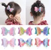 3.5 calowy Brokat Bow Butterfly Hair Clip Fryzury Dziewczyny Gradient Rainbow Kolor Pinów Włosów Akcesoria Naklejki Party Beach Decor 8Colors D6408