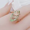 10pcs/lot Wholesale Holiday Gift Jewelry Horse eye Grass Green Topaz Gems Gold Plated Creative Dragonfly Ring USA Size 7 8