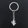 Fashion 20pcs / Lot Key Ring Keychain Smycken Silver Plated Desert Cactus Flower Charms Pendant Key Tillbehör