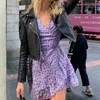 Casual Dresses 2021 Summer Women Lilac Floral Wrap Dress Elegant Flare Sleeve Print Mini Sundress Sexy V Neck Party Ladies Clothes Vestidos