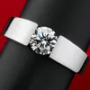 Klasyczne 100% Oryginalne Solidne 925 Srebrne Pierścienie Zestaw 6mm 1CT CZ Sona Diamentowe Pierścionki Zaręczynowe Biżuteria Obrączki Dla kobiet Mężczyźni Rozmiar 7-11
