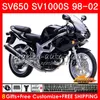 Corpo per SUZUKI SV650S SV400S SV1000S 98 99 00 01 02 26HC.3 SV 650S 400S 1000S nero opaco SV650 SV400 S 1998 1999 2000 2001 2002 Carenatura