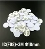 DIA 20mm18mm 30mm 25mm13.5mhz بطاقة فارغة 13.56 ميجا هرتز 1K S50 علامة COIN F08 COIN COON مع 3M ADHSIVE WHITE PVC ISO14443A S50 بطاقة