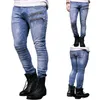 Modebroek mannen skinny jeans heren streetwear gescheurde jeans voor man gemonteerde bodems rits hiphop homme denim