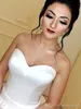 Sleeveless Sweetheart Neckline White Satin Ball Gown Wedding Dresses Corset Back Lace-up Satin Wedding Gowns Plus Size Bridal Dresses