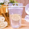Tek Kullanımlık İçecek Kılıfı Kalp Şekli Suyu İçecek Sütlü Kahve Ambalajı Plastik Buzlu, Saplı ve Hasır Gıda Saklama Çantası için Delikli