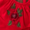 2019 Nova Moda Crianças Meninas Roupas Sólidas Bebê Meninas Floral Imprimir Off Tops + Roupas de Calças Flared Conjuntos