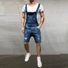 Mannelijke straat mode heren gescheurde jeans jumpsuits straat noodlijdende denim bib overalls voor man jarretelle broek