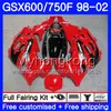 Lichaam voor Suzuki GSXF 750 600 GSXF750 1998 1999 2000 2001 2002 292HM.42 voorraad Red BLK HOT GSX 600F 750F KATANA GSXF600 98 99 00 01 02 Kuiken