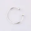 Authentic 925 Sterling Silver Moments Silver Open Cuff Bangle With Pave Caps Fits European Style Jewelry Charms Beads 59643902ZC9642592