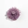 50st 4cm 1,5 "Liten chiffongväv blomma för hårtillbehör Konstgjorda hårblommor för klänning Bröllopsbukettdekoration