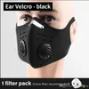 Herbruikbare beschermende gezichtsmaskers met flitsen waarden zwart geactiveerd koolstoffilter mond maskers designer fietsen gezichtsmaskers FY9038