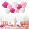 19 pezzi/set decorazioni pendenti rosa set ventagli di carta pon pon di carta velina palline di fiori e nido d'ape per festa di compleanno matrimonio festival ragazza
