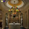 FUMAT Luxurious Parrot Double deck Chandeliers Tiffany Stained glass 12 birds Parrot Restaurant Bar club Living room Lights