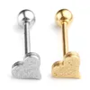 14Ga (1.6mm) Percing Jewelry Tongue Ring Stainless Steel Heart Sand Blasting Leveraged Tongue Rings 바디 피어싱 보석