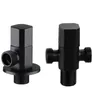 Messing Black Angle Valve voor keuken Badkamer Toilet Koud en Heet Water Stopventiel