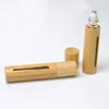 10 ml Bambus Rolle Auf Flasche Mit Roller Glas Kosmetische Container Tragbare Auge Ätherisches Öl Massage Roller Ball Rohr F2935