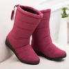 Moda Zima Kobiety Buty Mid-Calf Down Botki Wysokie Bota Wodoodporne Damskie Buty śnieżne Kobieta Pluszowa Wkładka Botas Mujer Invierno