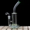 Vidro verde de vidro de vidro azul Bonices Base Ciclone Percolator Hookahs Bongud Tubos de água Plataformas de óleo com 18mm Banger de quartzo masculino de tigela masculina