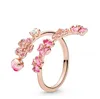 Diamond Peach Blossom Flower Ring Set Originele doos voor Pan 925 Sterling Verzilverd 18K Rose Gold Vrouwen Meisjes Bruiloft Open Ringen W195