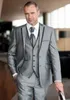 Silver Grey Groom Tuxedos Notch Lapel Groomsman Wedding Tuxedos Men Prom Party Jacket Blazer 3 Piece Suit(Jacket+Pants+Tie+Vest) 2268