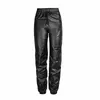 2020 printemps mode Faux cuir pantalon femmes grande taille élastique cravate taille pantalon nouveau automne épais Pu pantalon noir femme K331