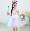 Girl Unicorn Dresses Princess Girls Cosplay Dress Up Costume Kids Party Tutu Gown Clothing Children Flower Clothes dress KKA6568